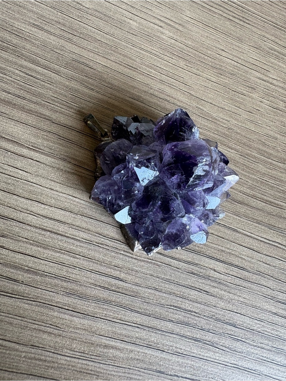 Amethyst Cluster Pendant - Deep Purple Crystal